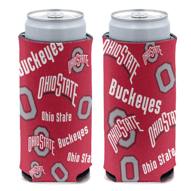 Enfriador de latas delgadas SCATTERPRINT de 12 oz de Ohio State Buckeyes