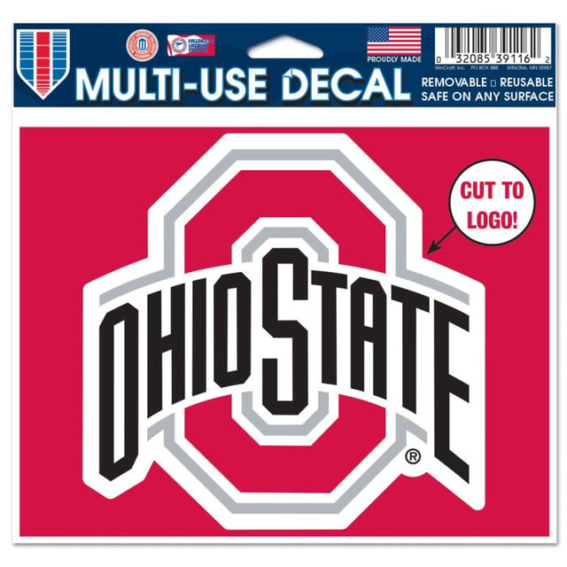 Calcomanía multiusos de Ohio State Buckeyes: cortada con el logotipo de 5" x 6"