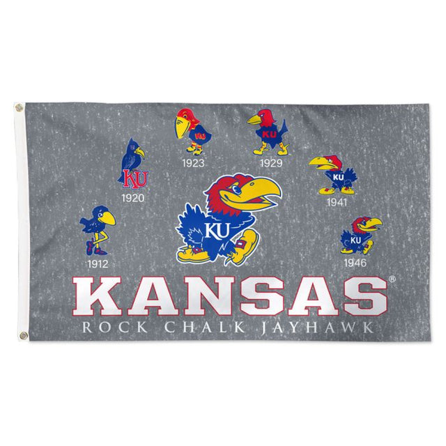 Bandera de lujo de 3' x 5' de los Kansas Jayhawks/College Vault Evolution