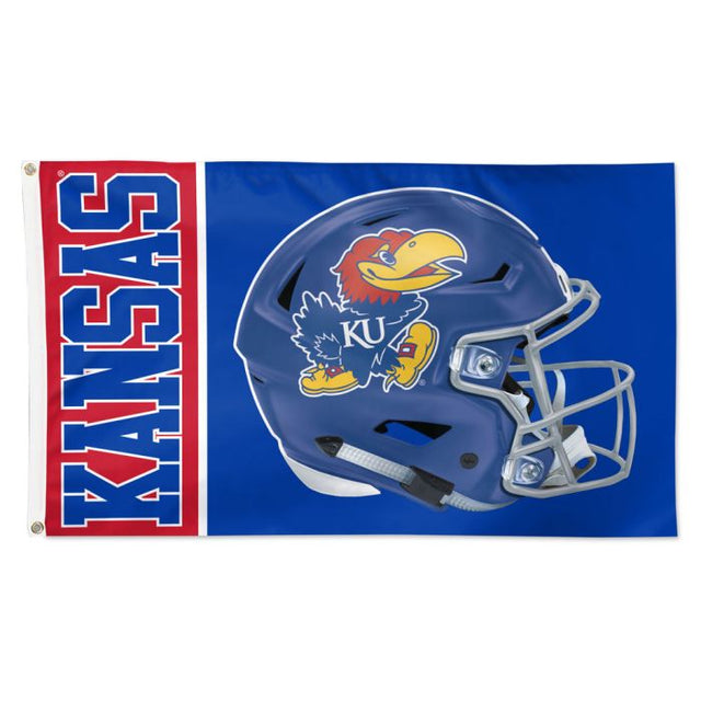 Bandera de lujo con casco de los Kansas Jayhawks, 3 x 5 pies