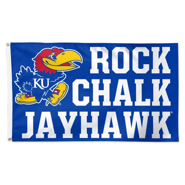 Bandera con eslogan de los Kansas Jayhawks: Deluxe, 3 x 5 pies