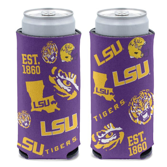 LSU Tigers SCATTERPRINT 12 oz Slim Can Cooler