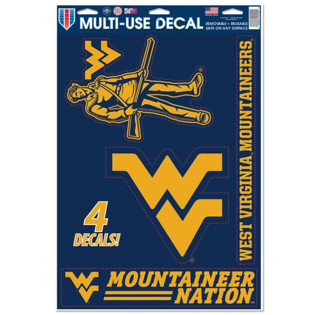 Calcomanía multiusos de los West Virginia Mountaineers, 11" x 17"