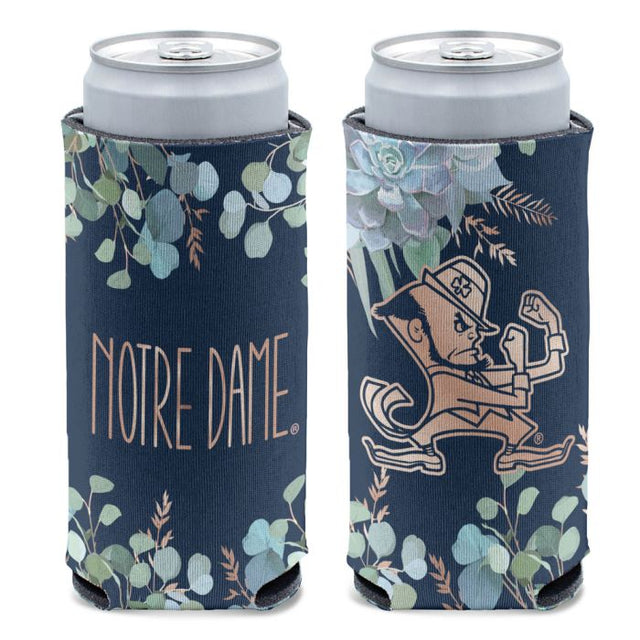 Enfriador de latas delgado de 12 oz con diseño floral de Notre Dame Fighting Irish