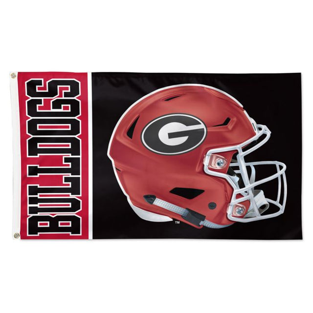 Bandera con el logo de Georgia Bulldogs en forma de CASCO - Deluxe, 3' X 5'