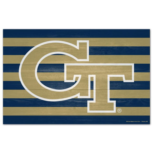 Georgia Tech Yellow Jackets AMERICANA Wood Sign 11" x 17" 1/4" thick