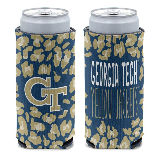 Georgia Tech Yellow Jackets Leopard 12 oz Slim Can Cooler