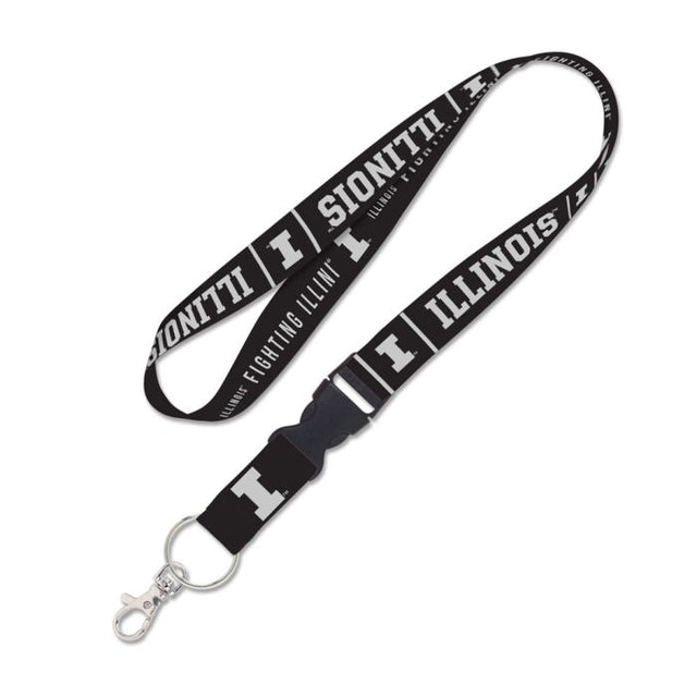 Illinois Fighting Illini BLACKOUT Lanyard w/detachable buckle 1"