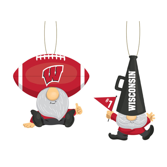 Paquete de 2 abanicos con adornos de gnomos de Wisconsin Badgers