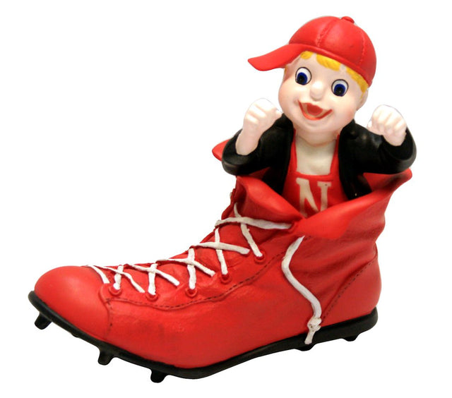 Nebraska Cornhuskers Mascot in Cleat - Script Logo