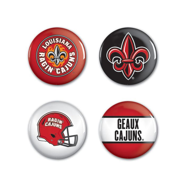 Luisiana - Paquete de 4 botones Lafayette Ragin Cajuns de 1 1/4" de diámetro