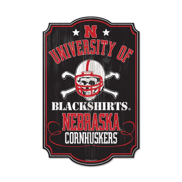 内布拉斯加州玉米剥皮者队 BLACKSHIRTS 木质标牌 11 英寸 x 17 英寸 1/4 英寸厚