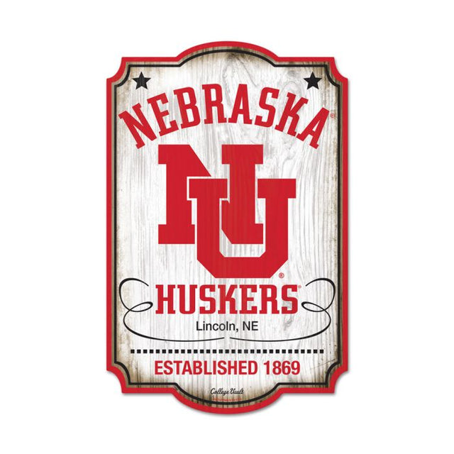 Letrero de madera de Nebraska Cornhuskers/College Vault de 11" x 17", 1/4" de grosor