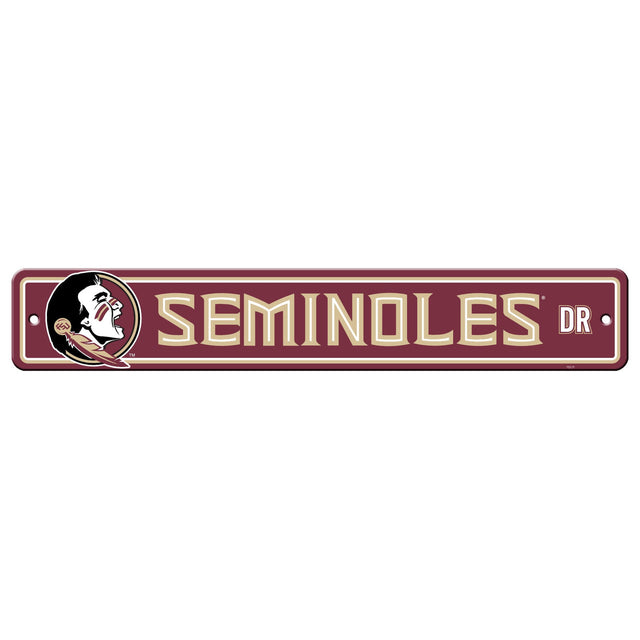 Letrero de plástico de los Florida State Seminoles, 4 x 24, estilo callejero, CO