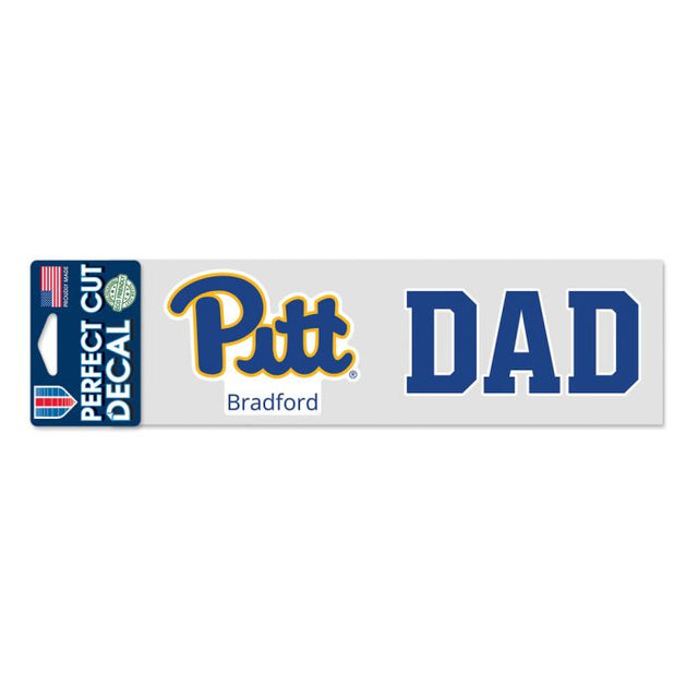 Calcomanías de corte perfecto de 3" x 10" con el lema "PITT BRADFORD DAD" de los Pittsburgh Panthers