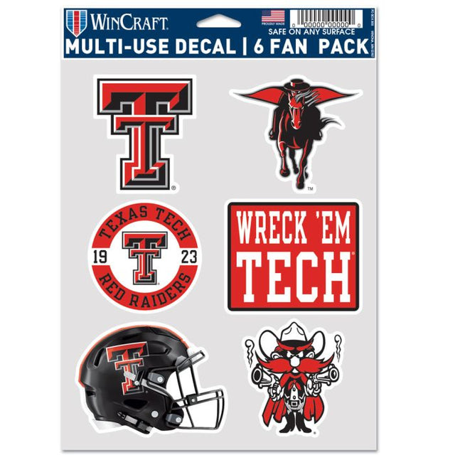 Paquete de 6 cascos de fútbol americano multiusos Texas Tech Red Raiders