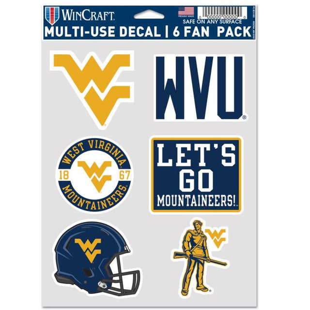 Casco de fútbol de los West Virginia Mountaineers, paquete de 6 unidades, multiuso