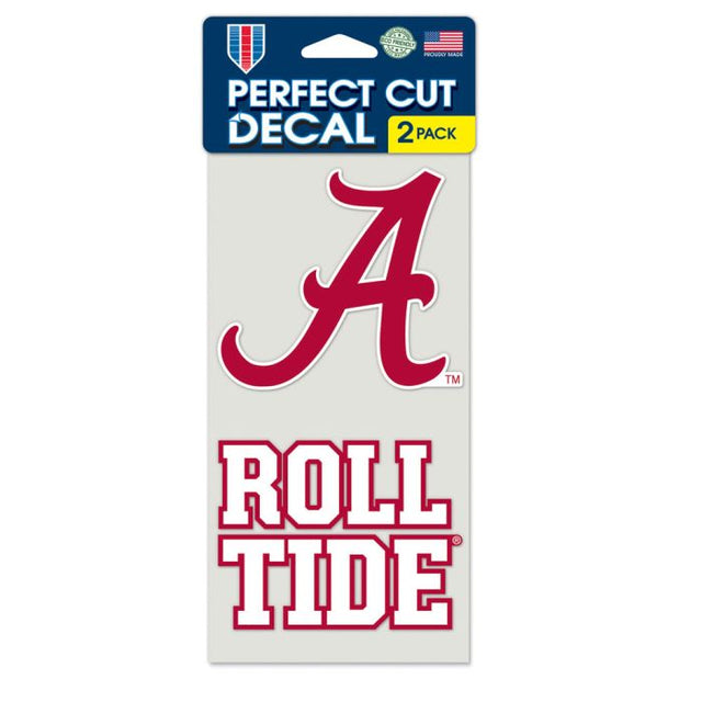 Juego de dos calcomanías de corte perfecto de Alabama Crimson Tide de 4" x 4"