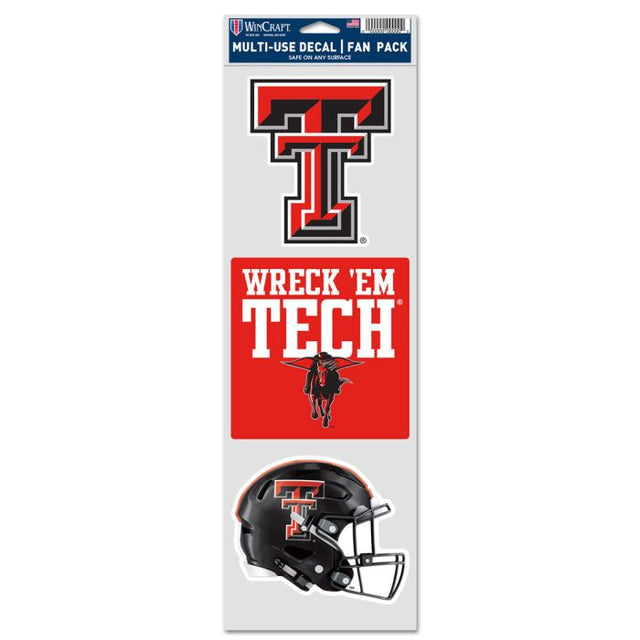 Calcomanías para fanáticos de Texas Tech Red Raiders de 3,75" x 12"