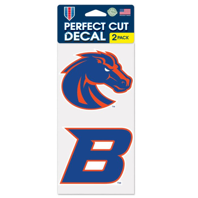 Juego de dos calcomanías de corte perfecto de los Boise State Broncos de 4" x 4"