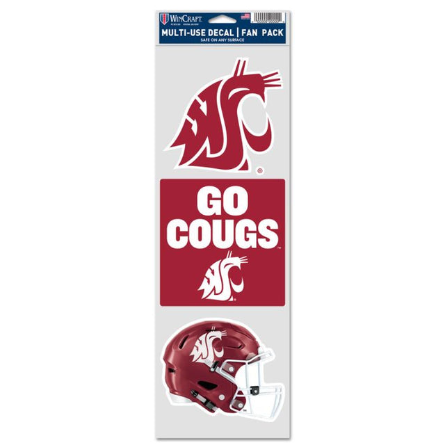 Calcomanías para fanáticos del estado de Washington de los Washington State Cougars, 3,75" x 12"