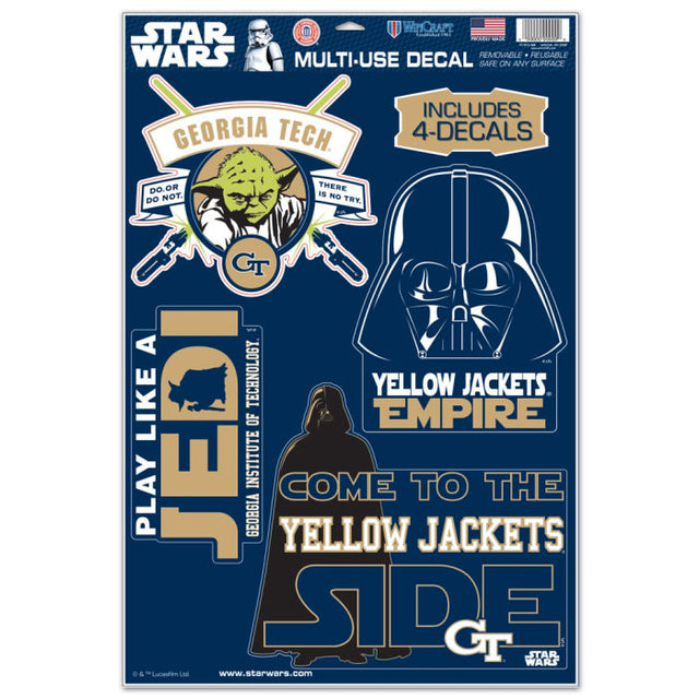 Georgia Tech Yellow Jackets / Star Wars YODA &amp; DARTH Multi-Use Decal 11" x 17"