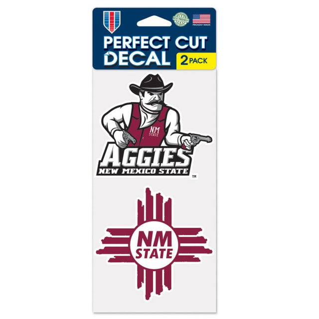 Juego de dos calcomanías de corte perfecto de New Mexico State Aggies de 4" x 4"