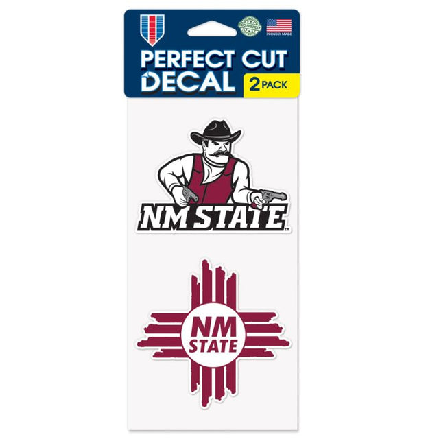 Juego de dos calcomanías de corte perfecto de New Mexico State Aggies de 4" x 4"