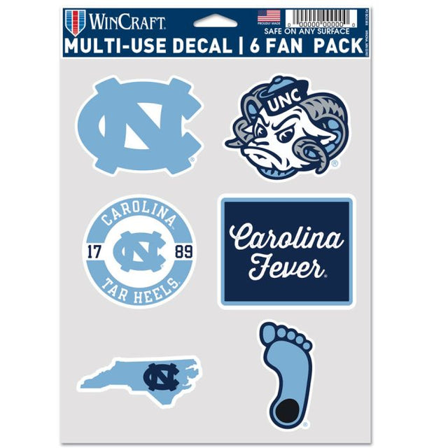 Paquete de 6 abanicos multiusos con forma de estado de North Carolina Tar Heels