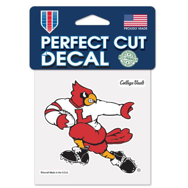 Calcomanía de color de corte perfecto de Louisville Cardinals/College Vault FÚTBOL AMERICANO 4" x 4"