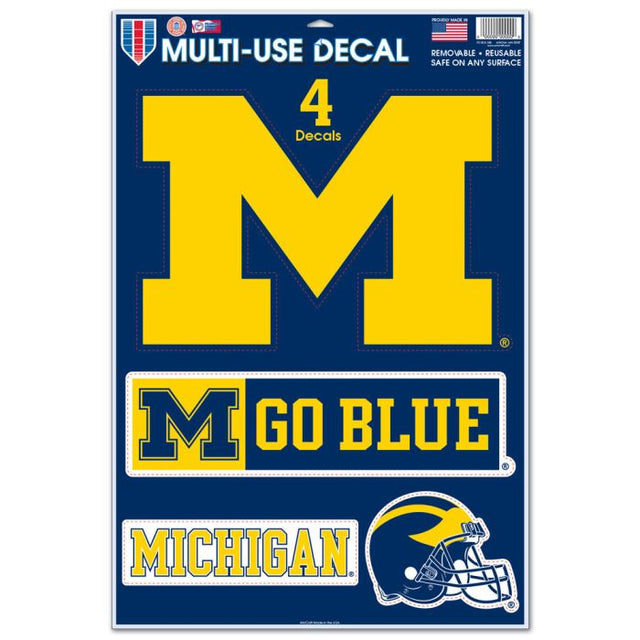 Calcomanía multiusos de fútbol de los Michigan Wolverines, 11" x 17"