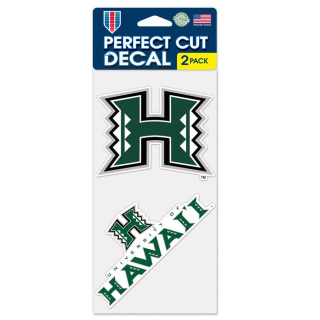 Juego de dos calcomanías de Hawaii Warriors Perfect Cut de 4" x 4"