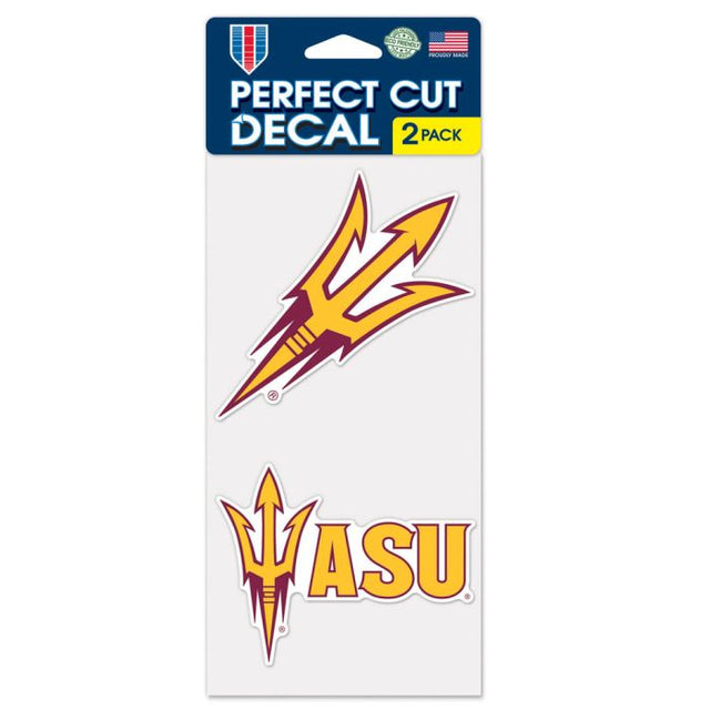 Juego de dos calcomanías de corte perfecto de Arizona State Sun Devils de 4" x 4"