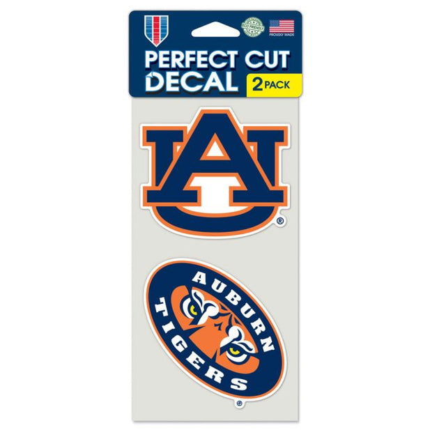 Juego de dos calcomanías de corte perfecto de Auburn Tigers de 4" x 4"