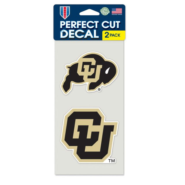 Juego de dos calcomanías de corte perfecto de Colorado Buffaloes de 4" x 4"