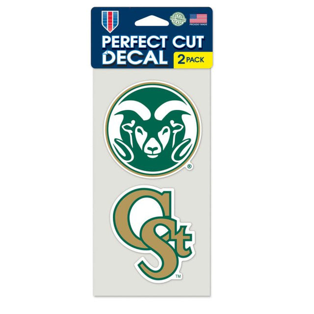 Juego de dos calcomanías de corte perfecto de Colorado State Rams de 4" x 4"