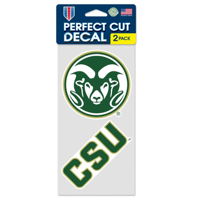 Juego de dos calcomanías de corte perfecto de Colorado State Rams de 4" x 4"