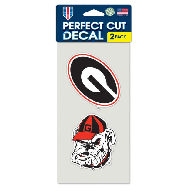 Juego de dos calcomanías de corte perfecto de Georgia Bulldogs de 4" x 4"