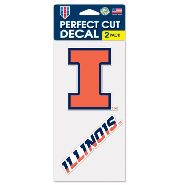 Illinois Fighting Illini Perfect Cut Decal set of two 4"x4"