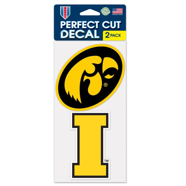 Juego de dos calcomanías de Iowa Hawkeyes Perfect Cut de 4" x 4"