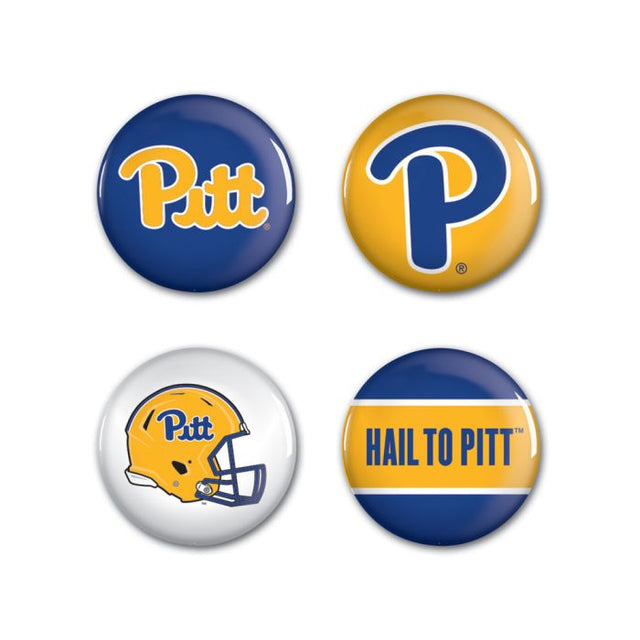 Paquete de 4 botones de los Pittsburgh Panthers de 1 1/4" de diámetro