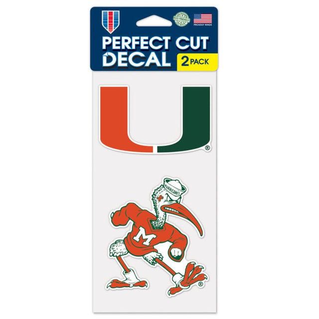 Miami Hurricanes Perfect Cut Decal Set of two 4"x4"