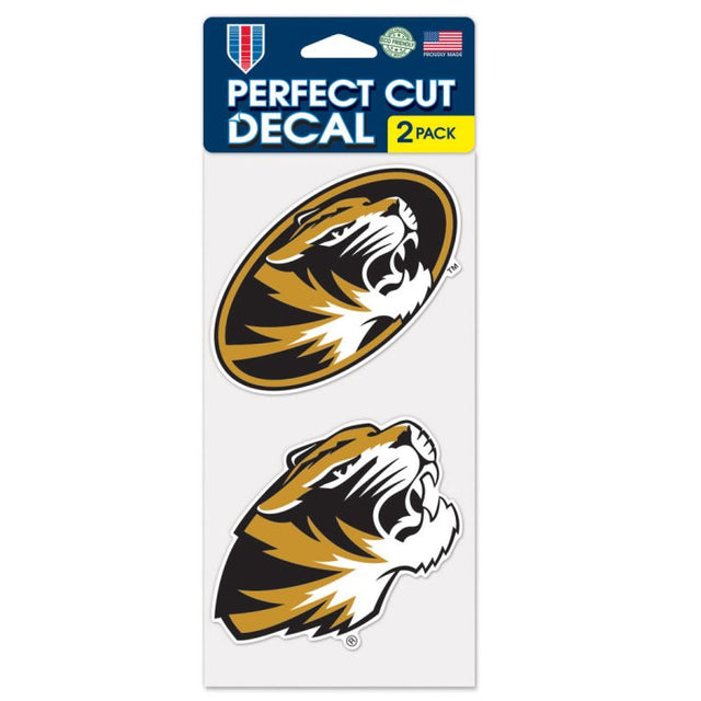 Juego de dos calcomanías de Missouri Tigers Perfect Cut de 4" x 4"