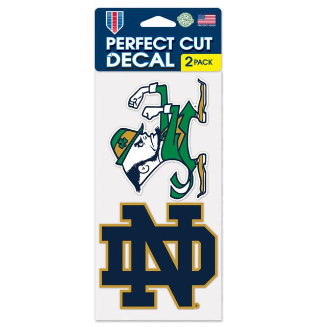 Juego de dos calcomanías de Notre Dame Fighting Irish de corte perfecto de 4" x 4"