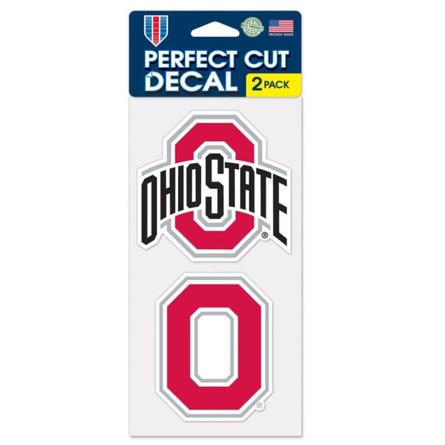 Juego de dos calcomanías de corte perfecto de Ohio State Buckeyes de 4" x 4"