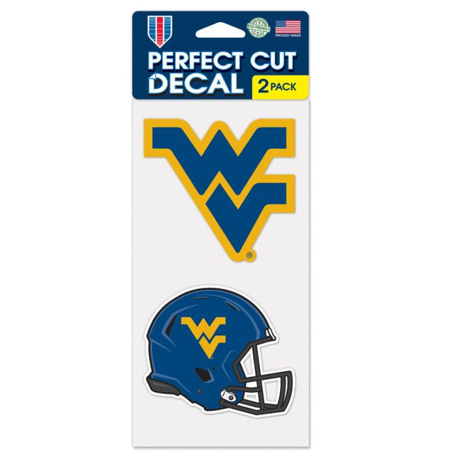 Juego de dos calcomanías de corte perfecto de West Virginia Mountaineers de 4" x 4"