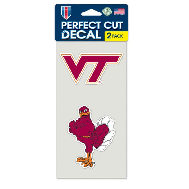 Juego de dos calcomanías de corte perfecto de Virginia Tech Hokies de 4" x 4"