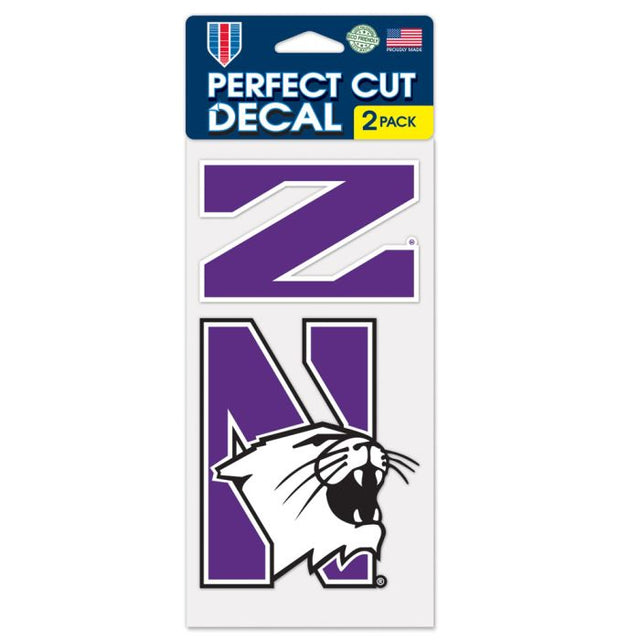 Juego de dos calcomanías de corte perfecto de Northwestern Wildcats de 4" x 4"