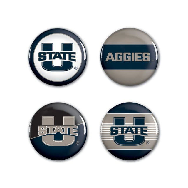 Paquete de 4 botones de Utah State Aggies de 1 1/4" de diámetro