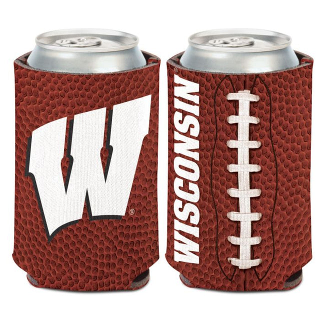 Enfriador de lata de fútbol de Wisconsin Badgers, 12 oz.